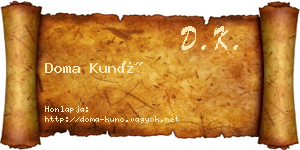 Doma Kunó névjegykártya